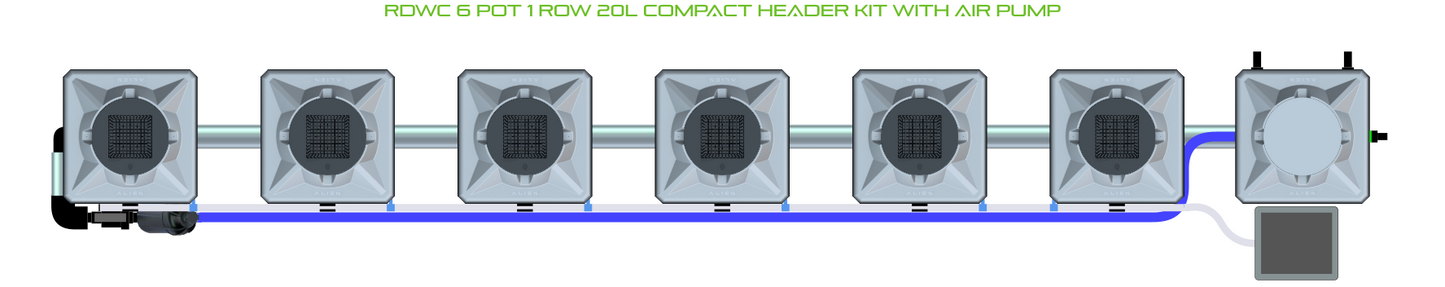 RDWC 6 Pot 1 Row Kit