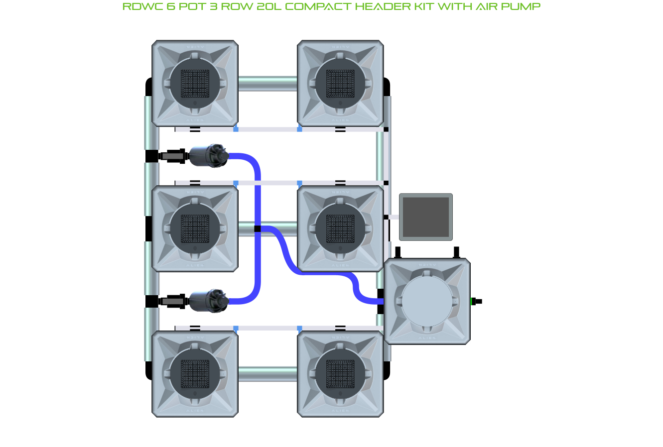 RDWC 6 Pot 3 Row Kit
