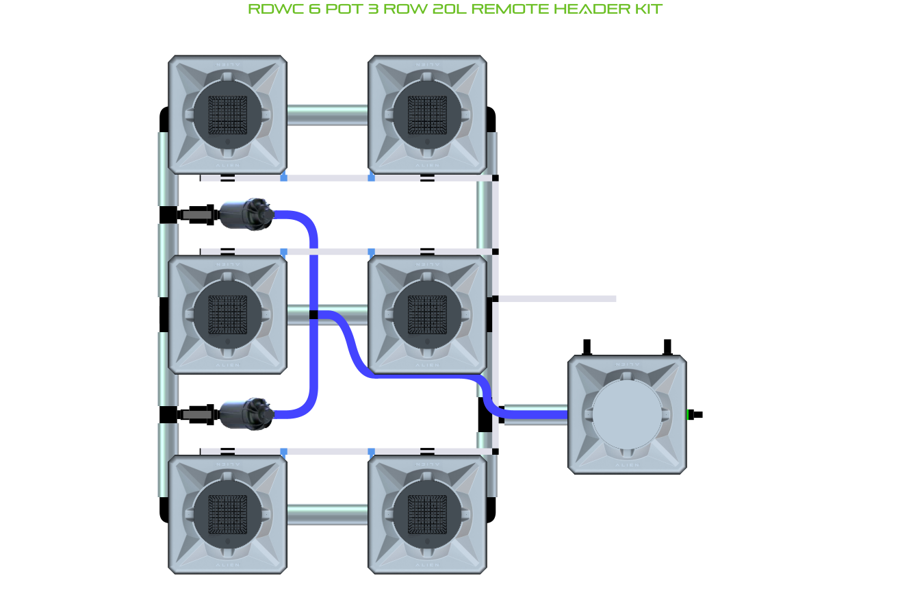 RDWC 6 Pot 3 Row Kit