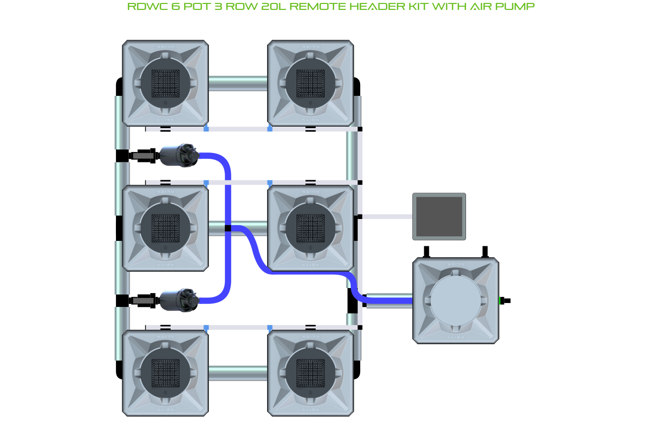 RDWC 6 Pot 3 Row Kit