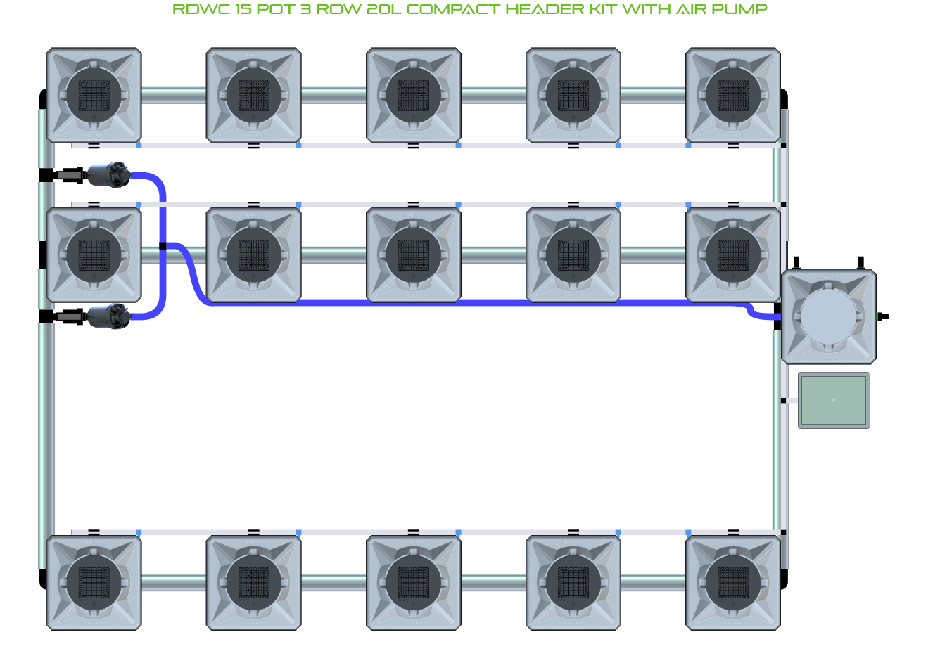 RDWC 15 Pot 3 Row Kit