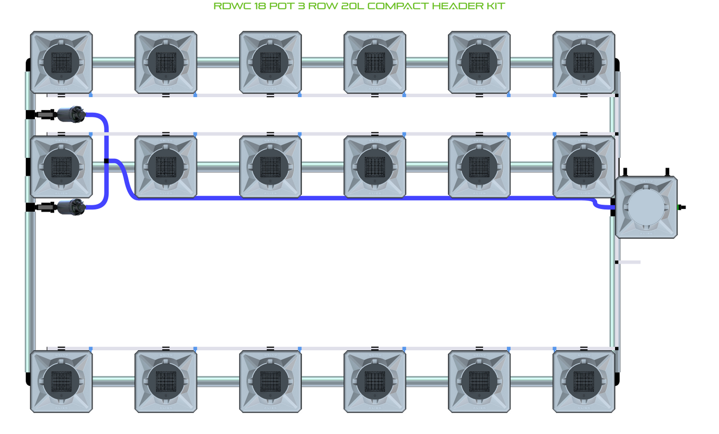 RDWC 18 Pot 3 Row Kit