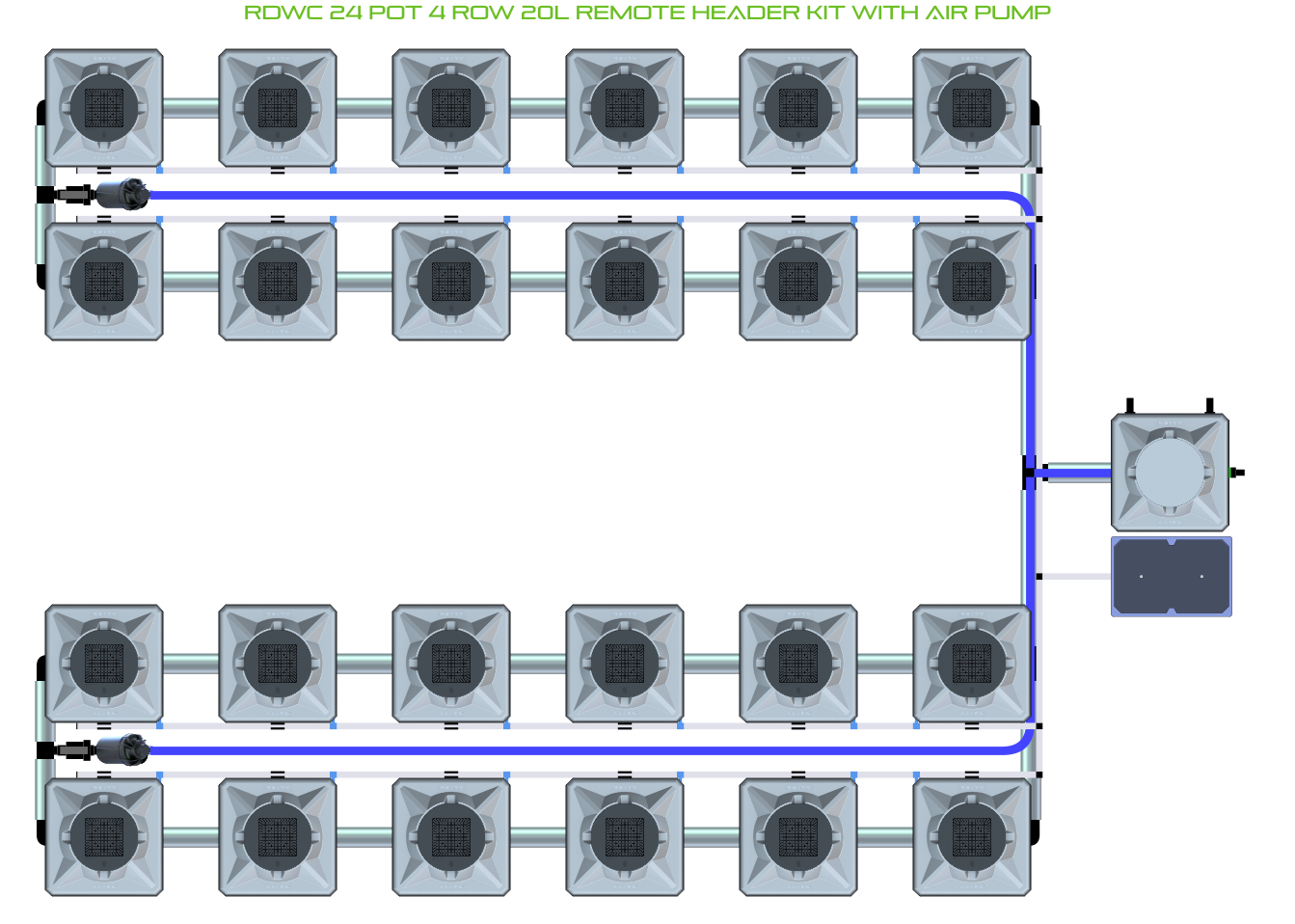 RDWC 24 Pot 4 Row Kit