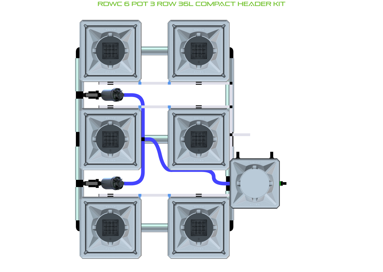 RDWC 6 Pot 3 Row Kit