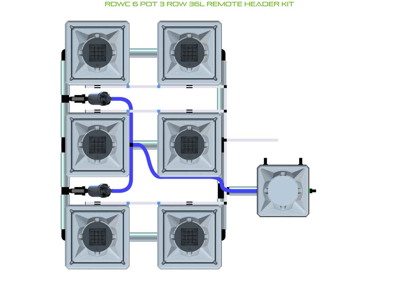 RDWC 6 Pot 3 Row Kit