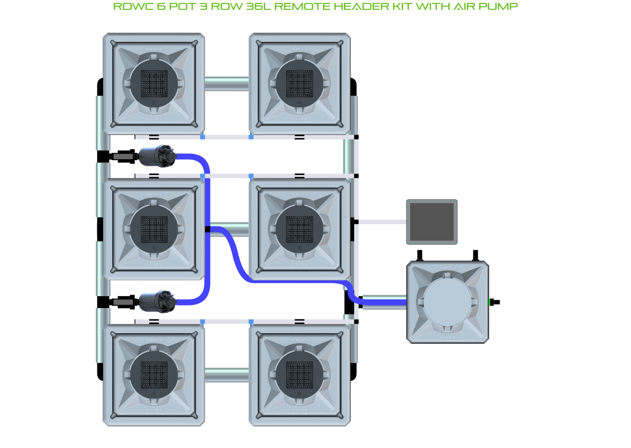 RDWC 6 Pot 3 Row Kit