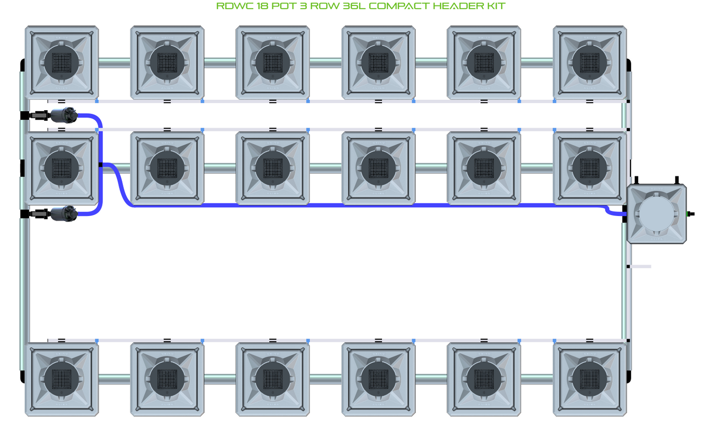 RDWC 18 Pot 3 Row Kit