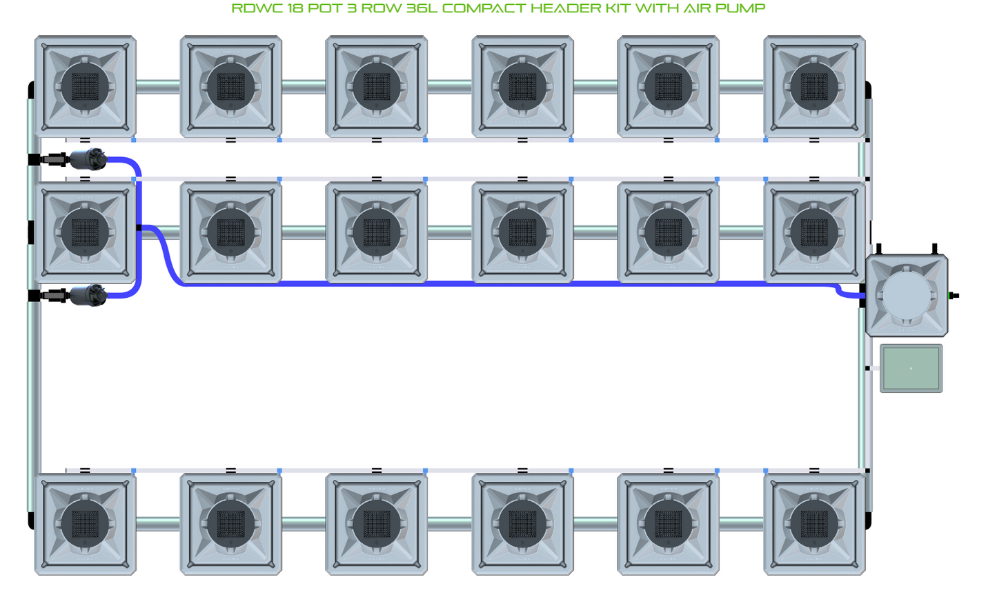RDWC 18 Pot 3 Row Kit