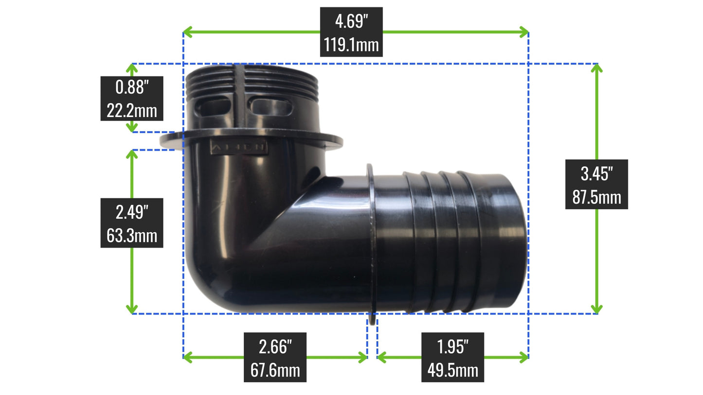 50mm / 2" Barbed Elbow Bulkhead Fitting