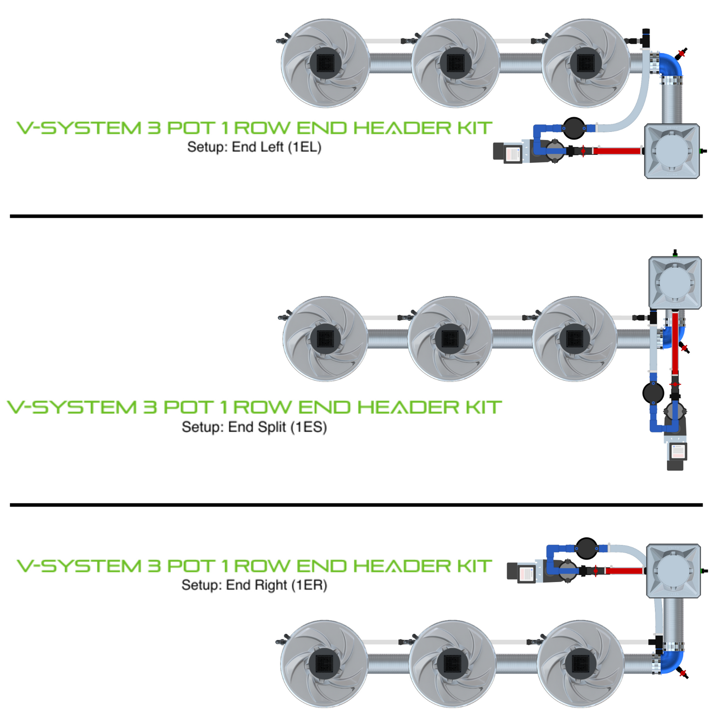 V-SYSTEM 3 Pot 1 Row Kit