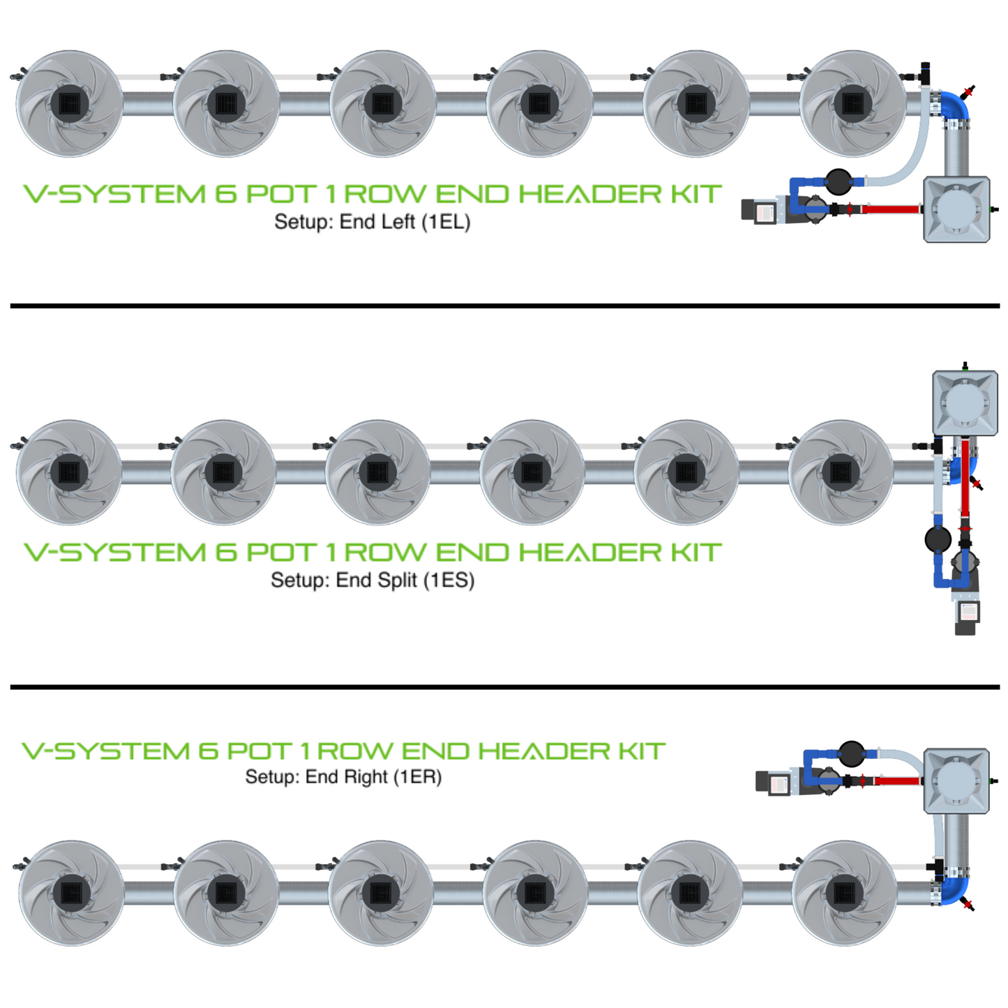 V-SYSTEM 6 Pot 1 Row Kit