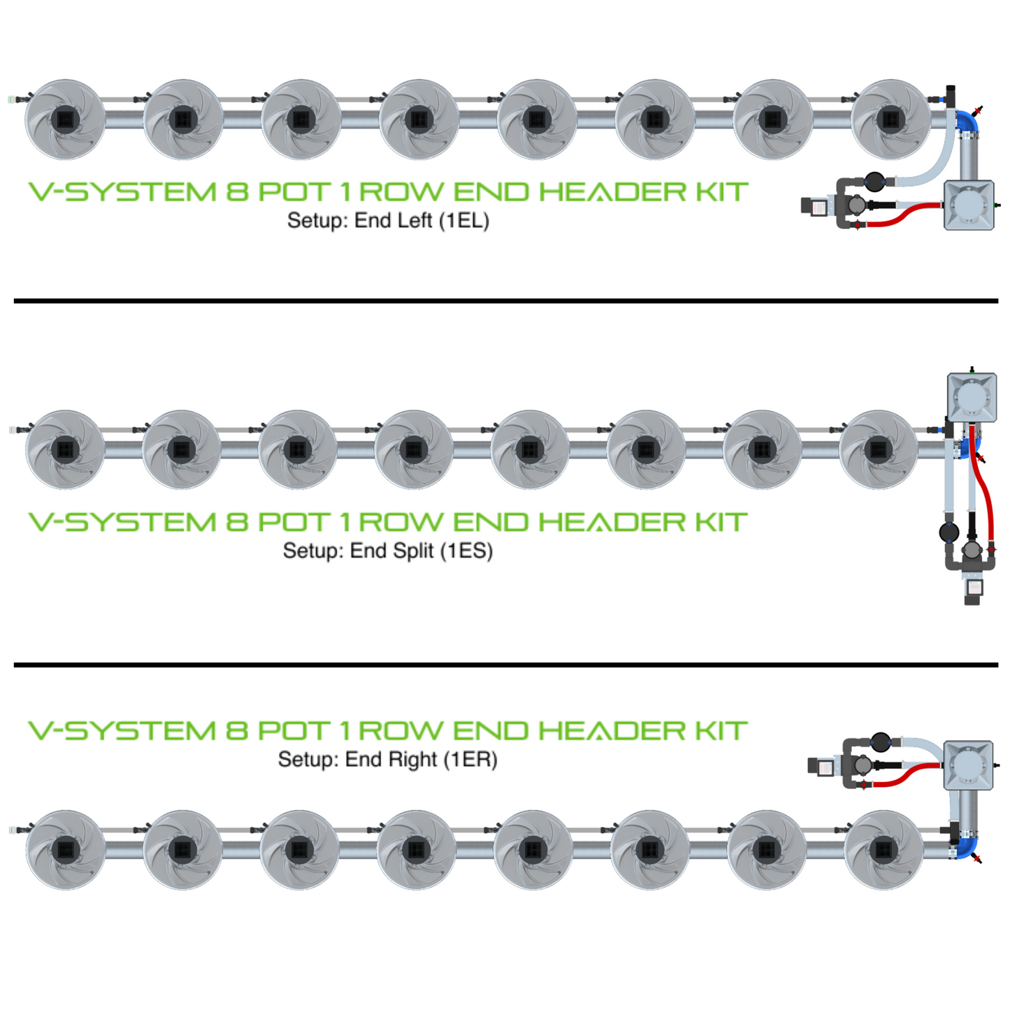 V-SYSTEM 8 Pot 1 Row Kit