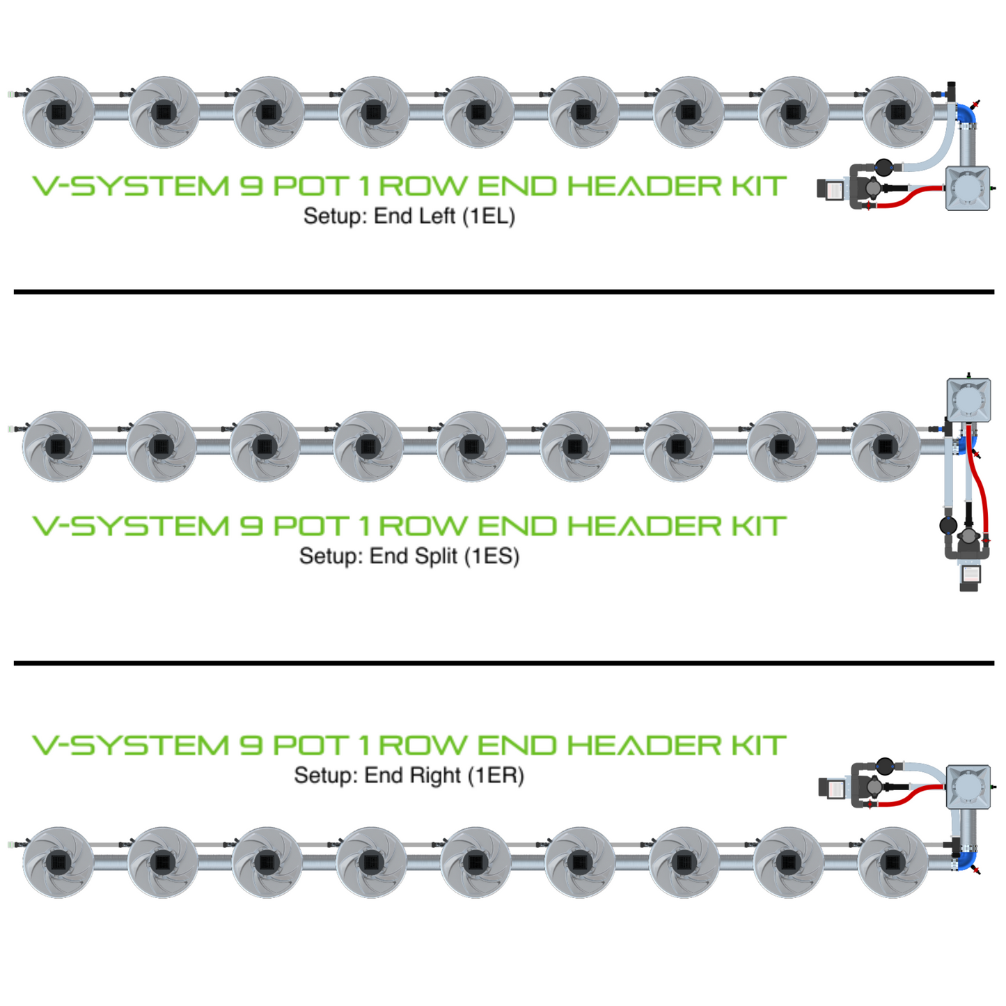 V-SYSTEM 9 Pot 1 Row Kit