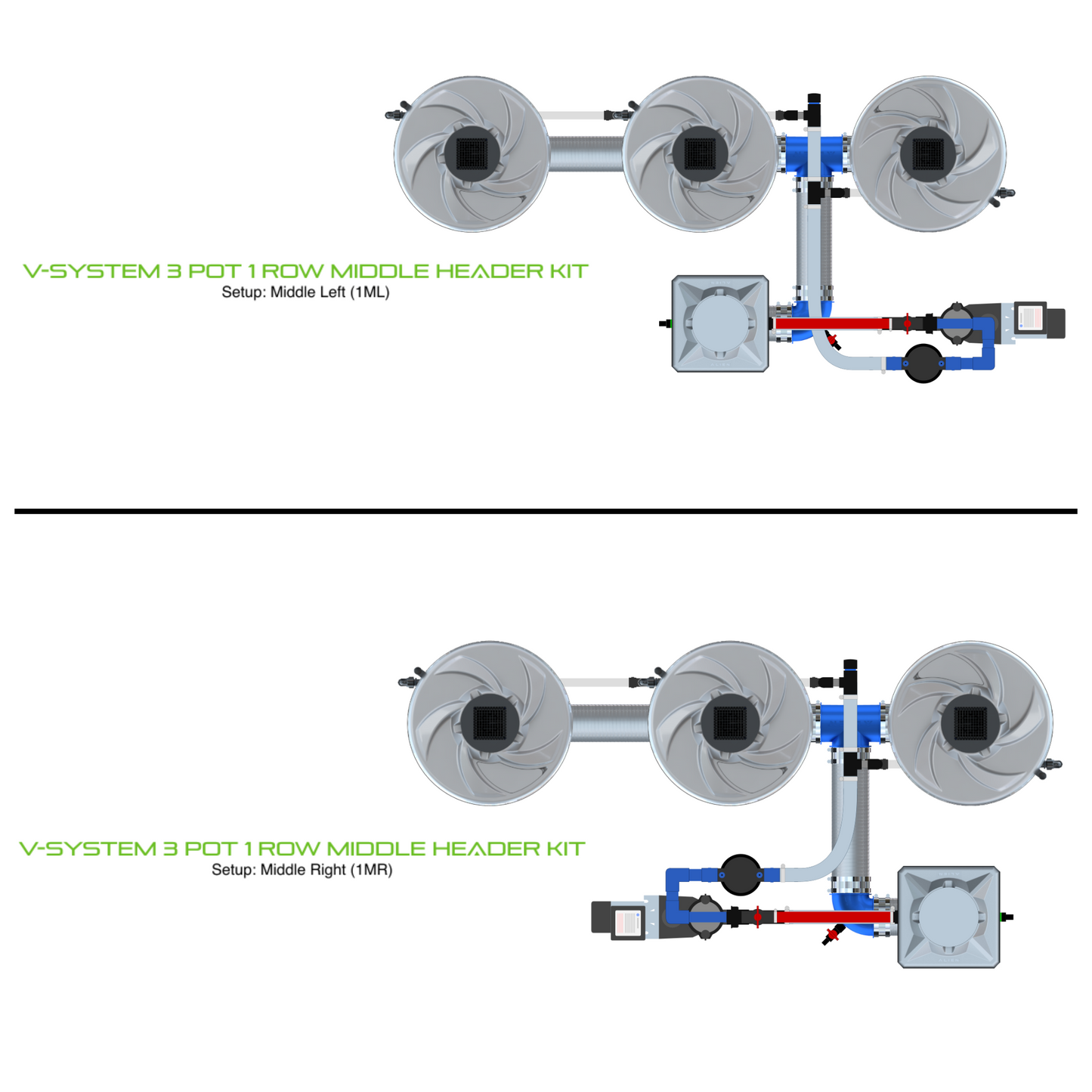 V-SYSTEM 3 Pot 1 Row Kit