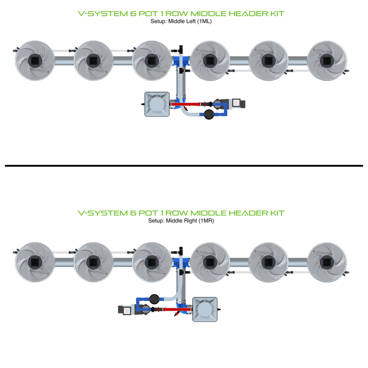 V-SYSTEM 6 Pot 1 Row Kit