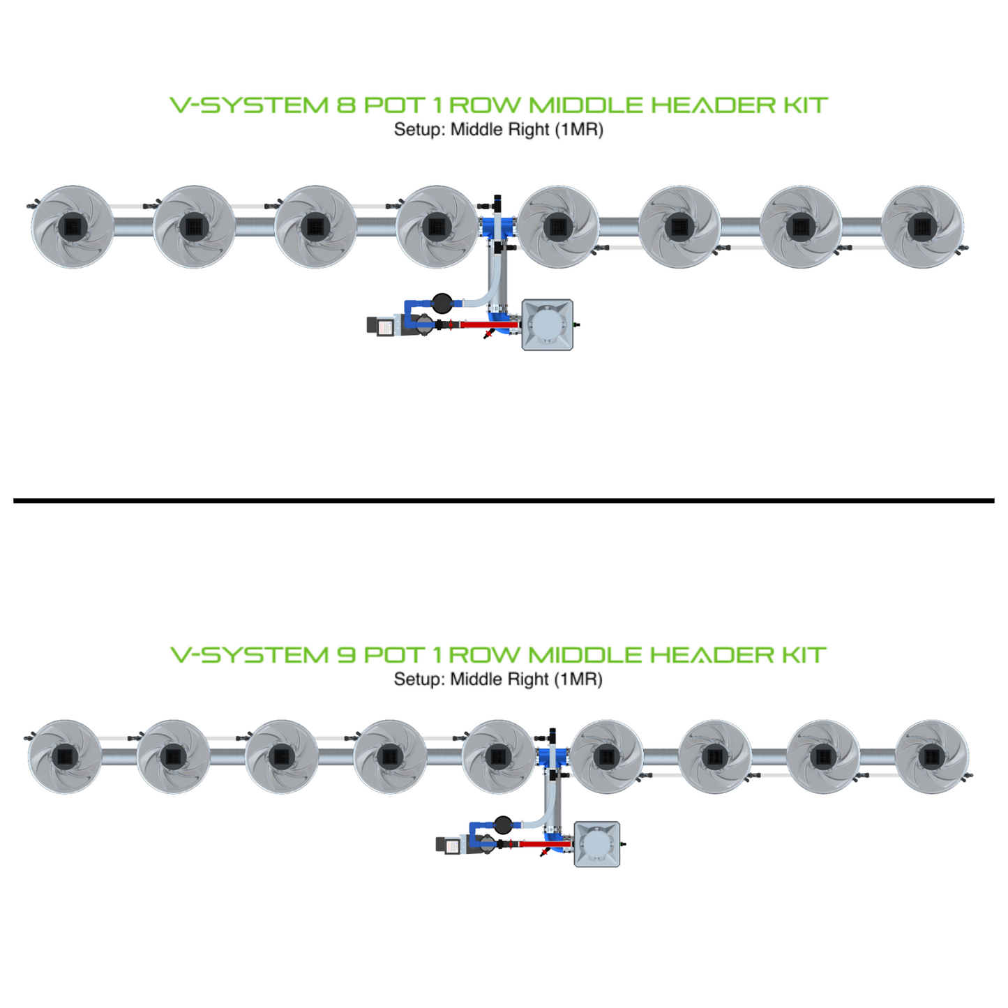 V-SYSTEM 8 Pot 1 Row Kit