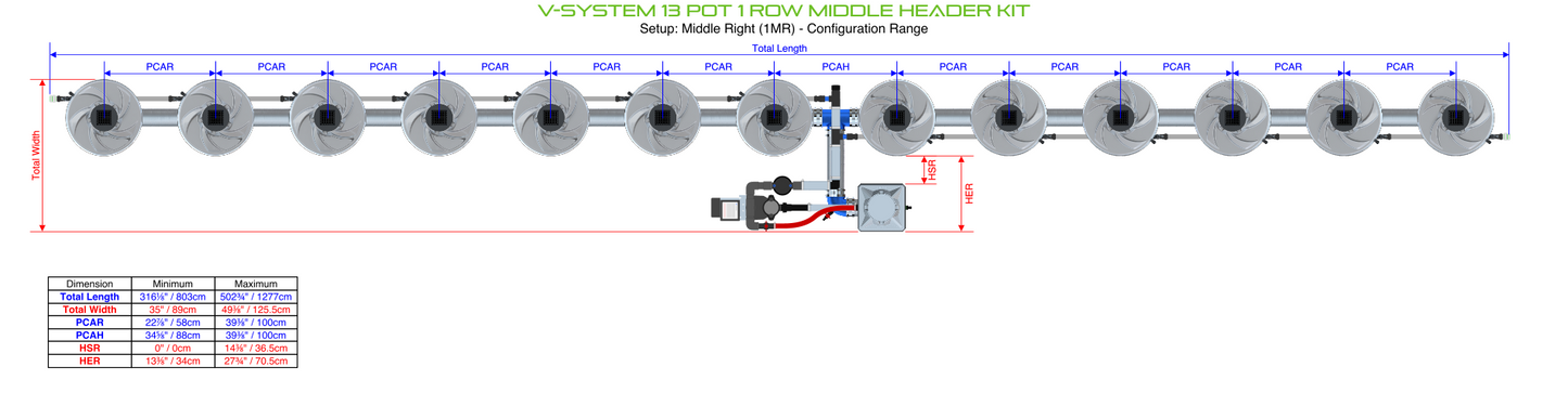 V-SYSTEM 13 Pot 1 Row Kit