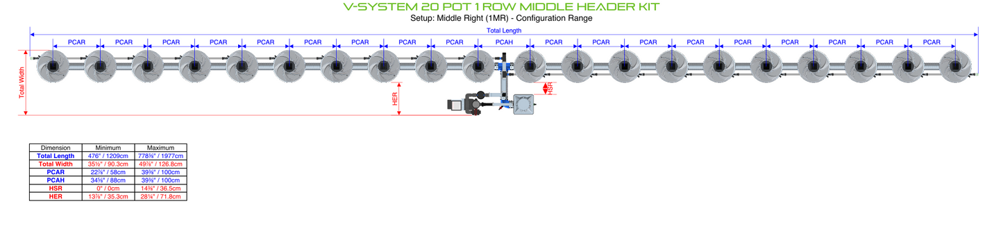 V-SYSTEM 20 Pot 1 Row Kit