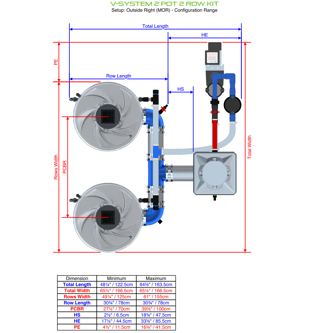 V-SYSTEM 2 Pot 2 Row Kit