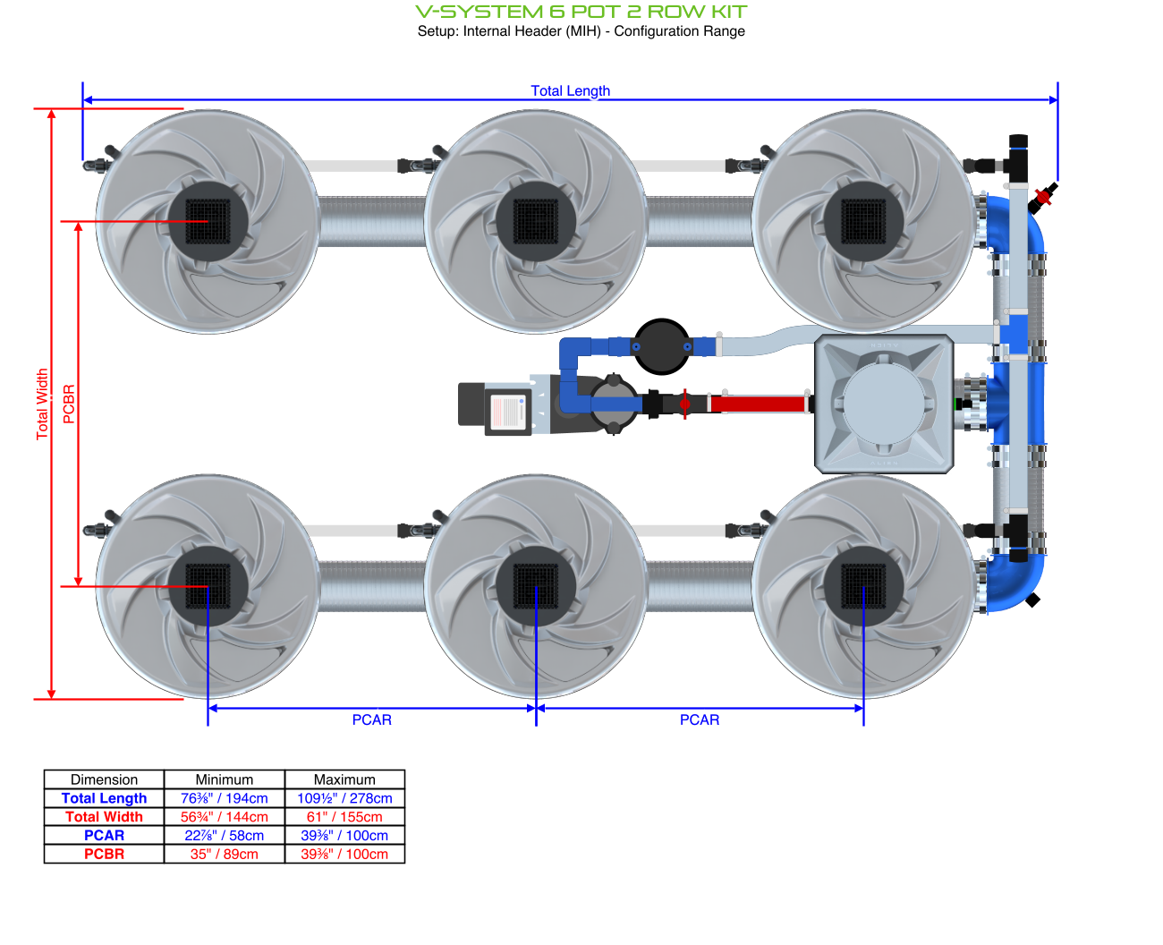 V-SYSTEM 6 Pot 2 Row Kit