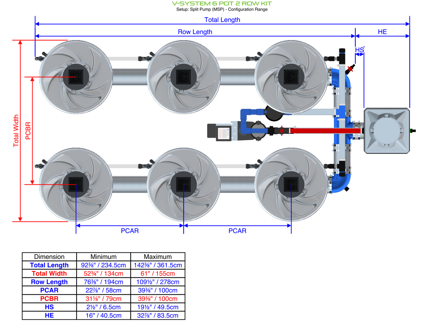 V-SYSTEM 6 Pot 2 Row Kit