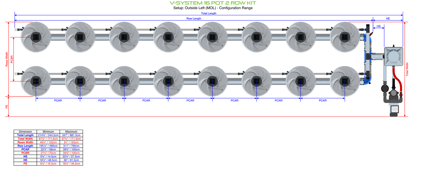 V-SYSTEM 16 Pot 2 Row Kit