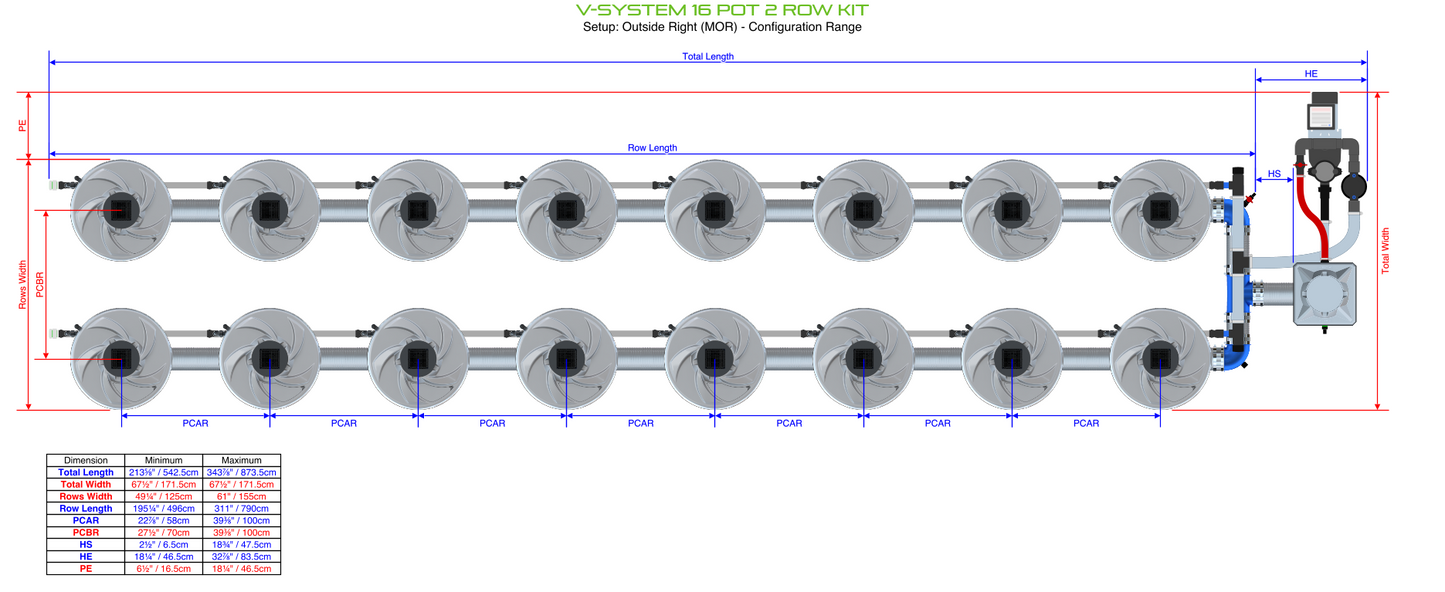 V-SYSTEM 16 Pot 2 Row Kit