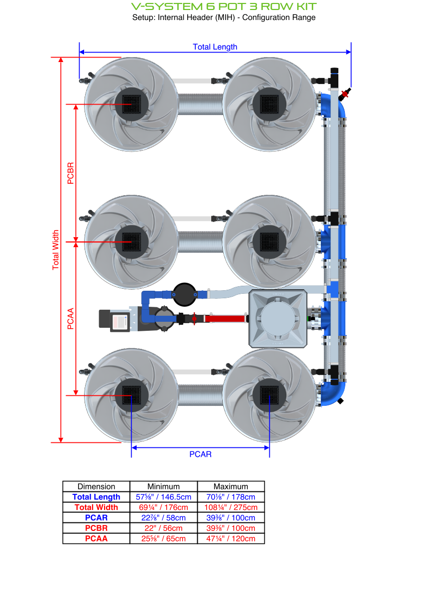 V-SYSTEM 6 Pot 3 Row Kit