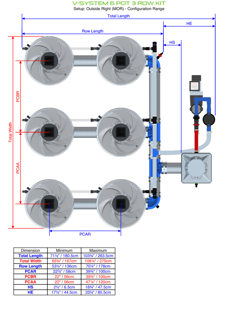 V-SYSTEM 6 Pot 3 Row Kit