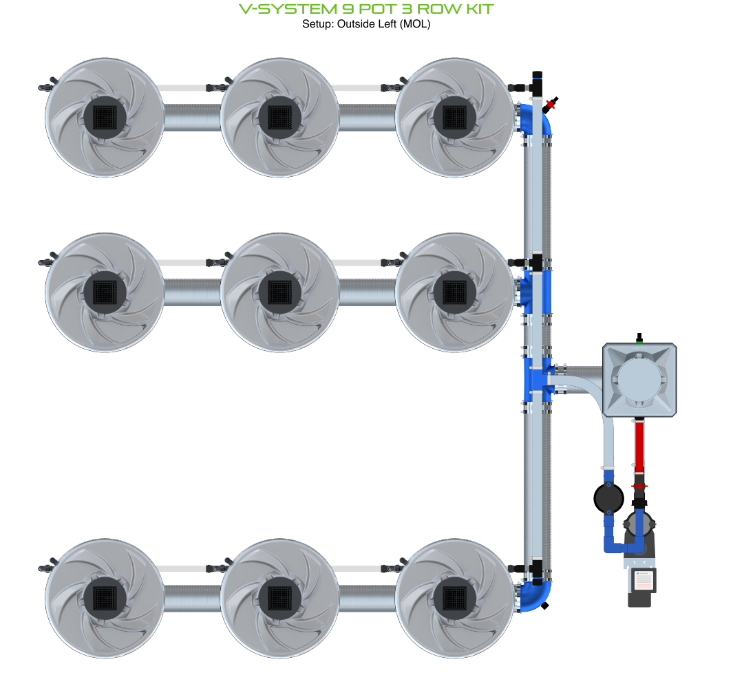 V-SYSTEM 9 Pot 3 Row Kit