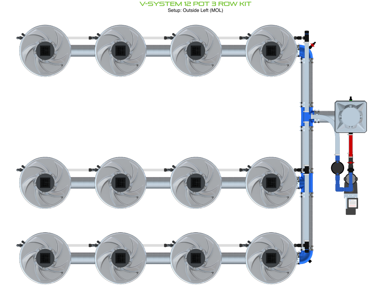 V-SYSTEM 12 Pot 3 Row Kit