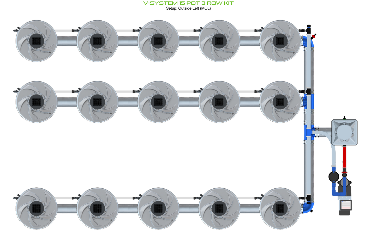 V-SYSTEM 15 Pot 3 Row Kit