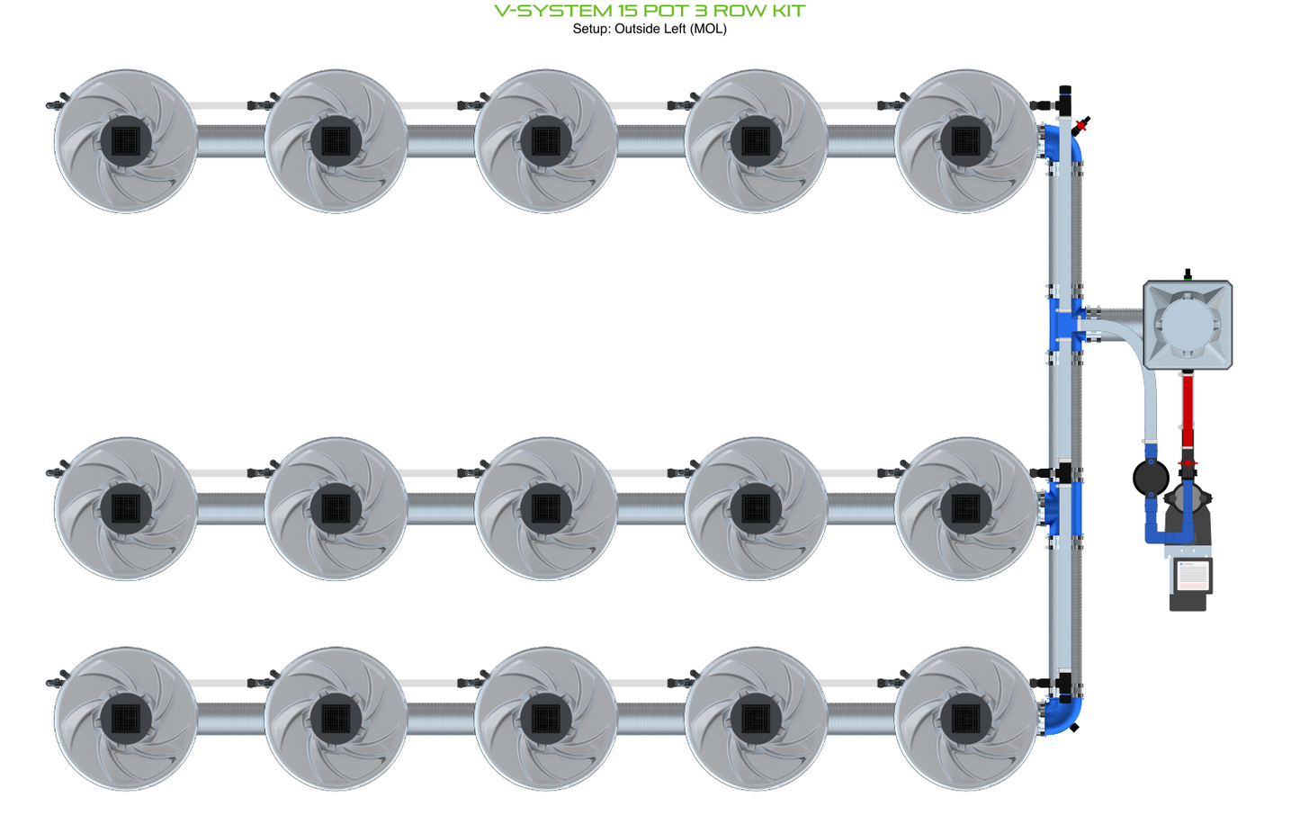 V-SYSTEM 15 Pot 3 Row Kit