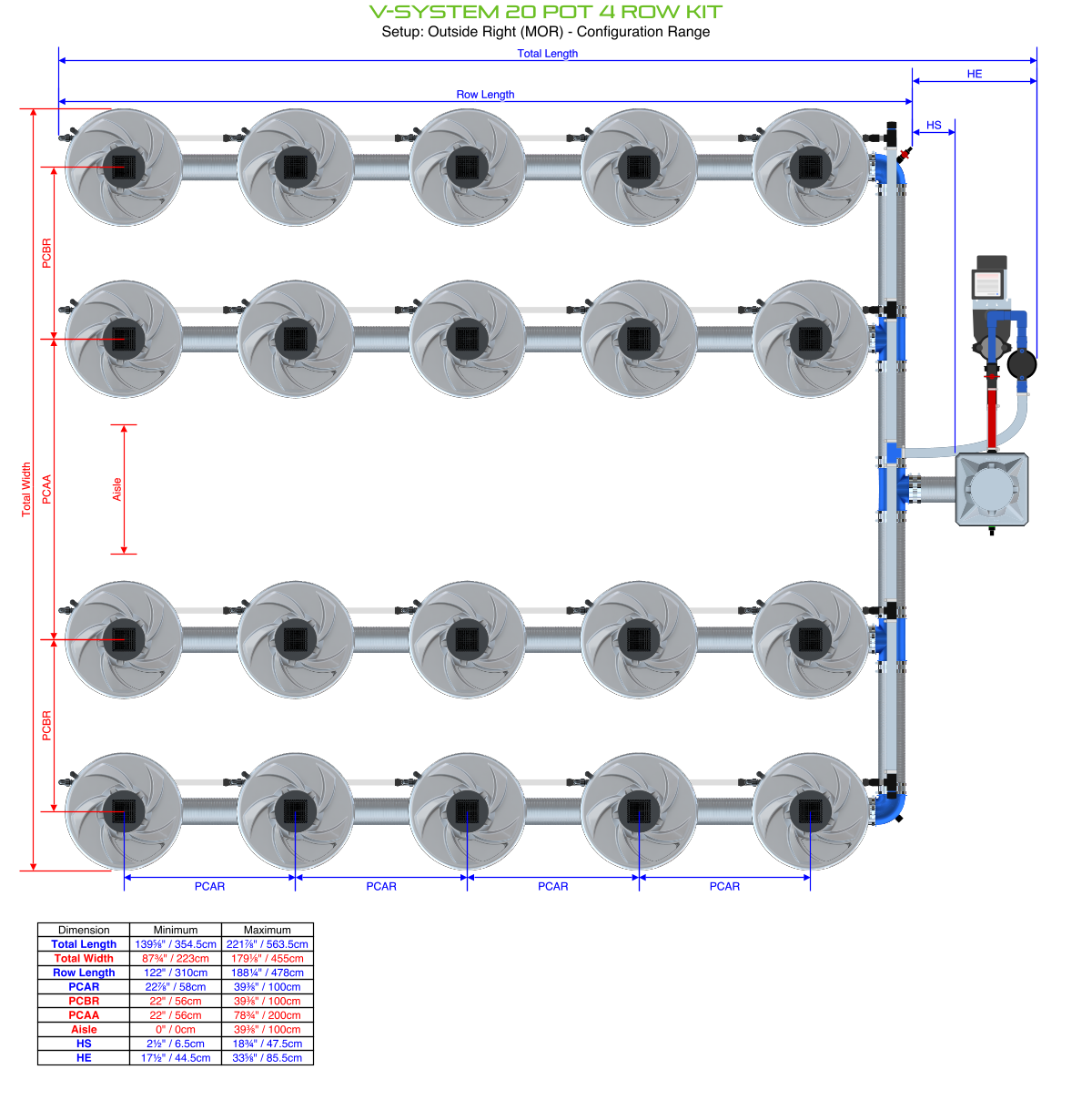 V-SYSTEM 20 Pot 4 Row Kit