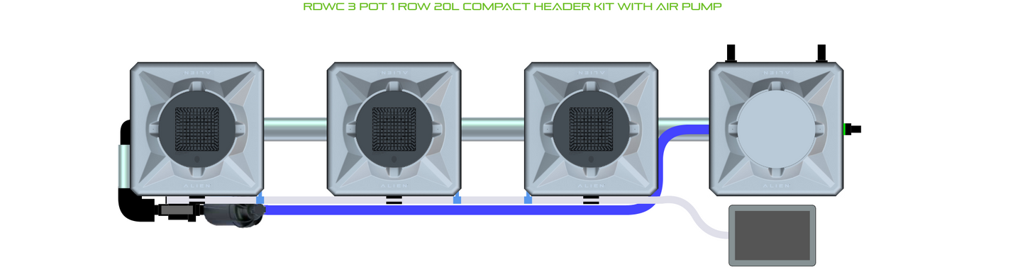 RDWC 3 Pot 1 Row Kit