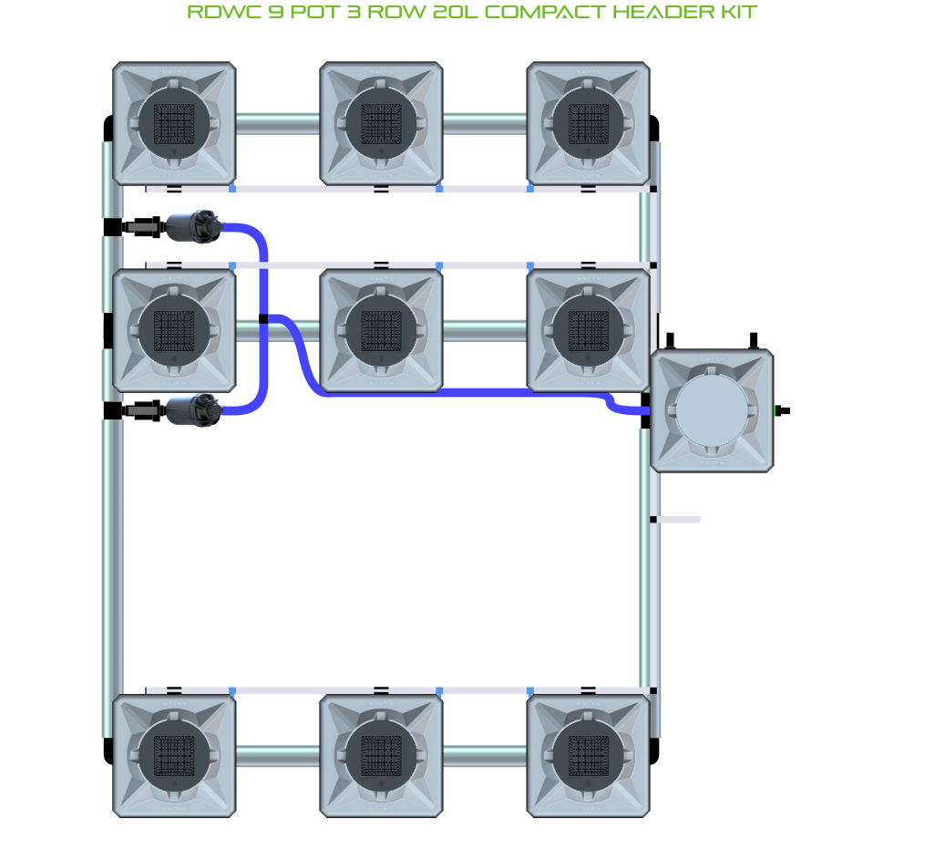 RDWC 9 Pot 3 Row Kit