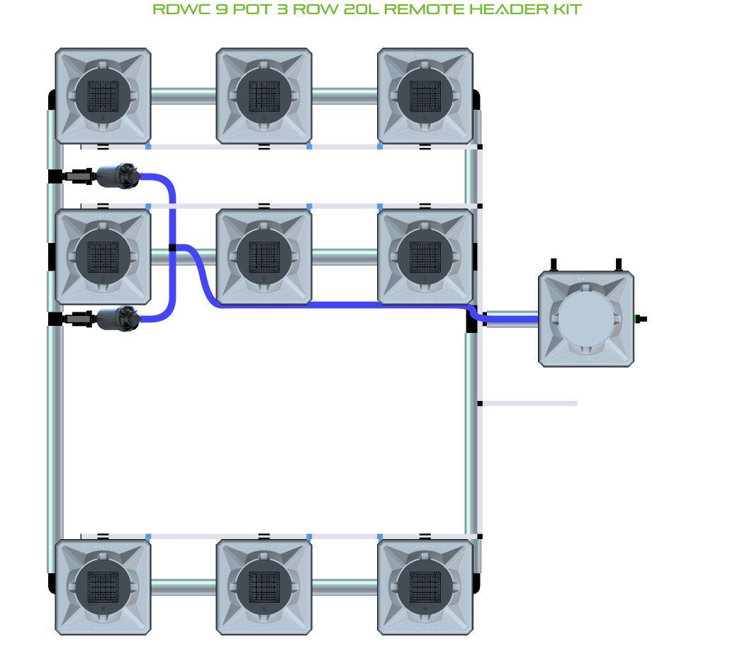 RDWC 9 Pot 3 Row Kit