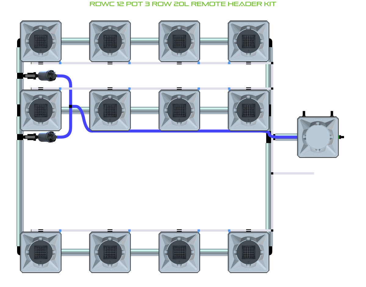 RDWC 12 Pot 3 Row Kit