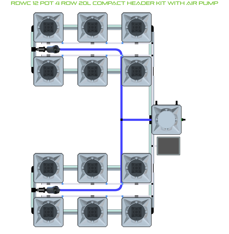 RDWC 12 Pot 4 Row Kit