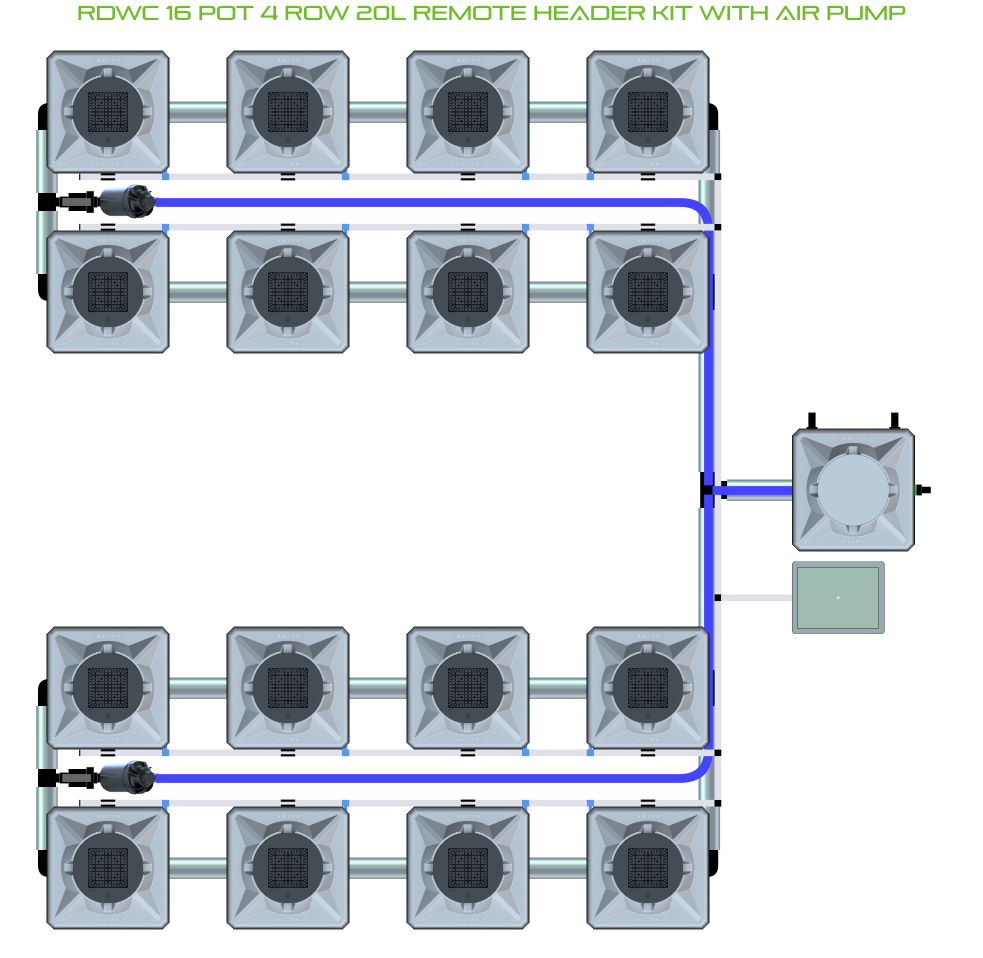 RDWC 16 Pot 4 Row Kit