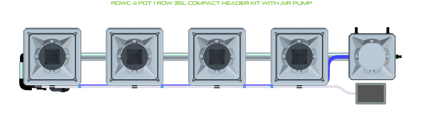 RDWC 4 Pot 1 Row Kit