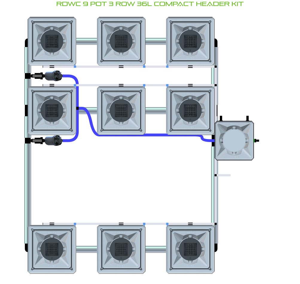 RDWC 9 Pot 3 Row Kit