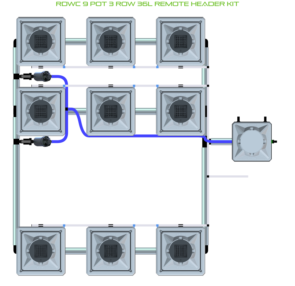 RDWC 9 Pot 3 Row Kit