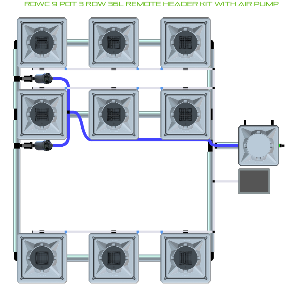 RDWC 9 Pot 3 Row Kit