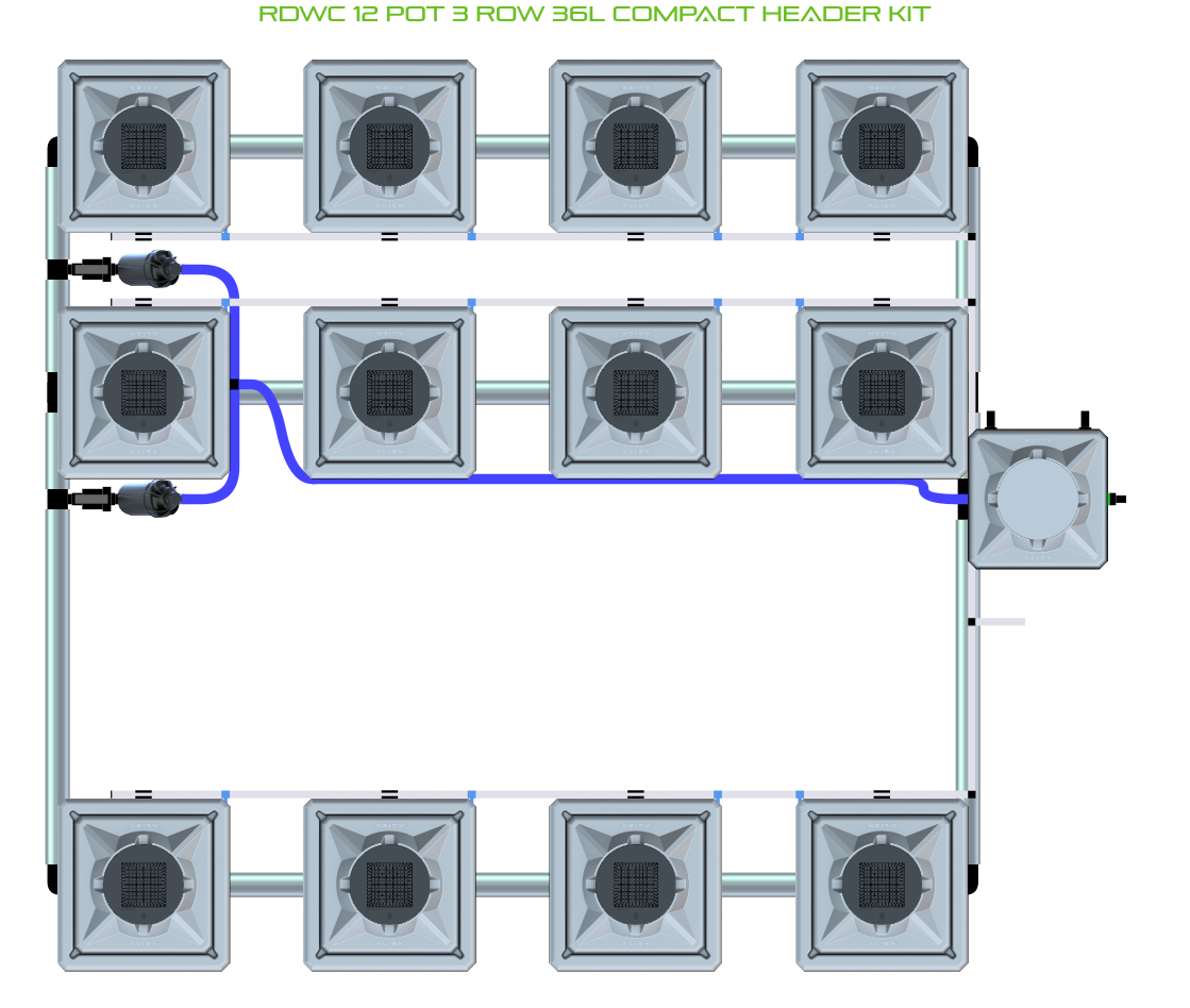 RDWC 12 Pot 3 Row Kit