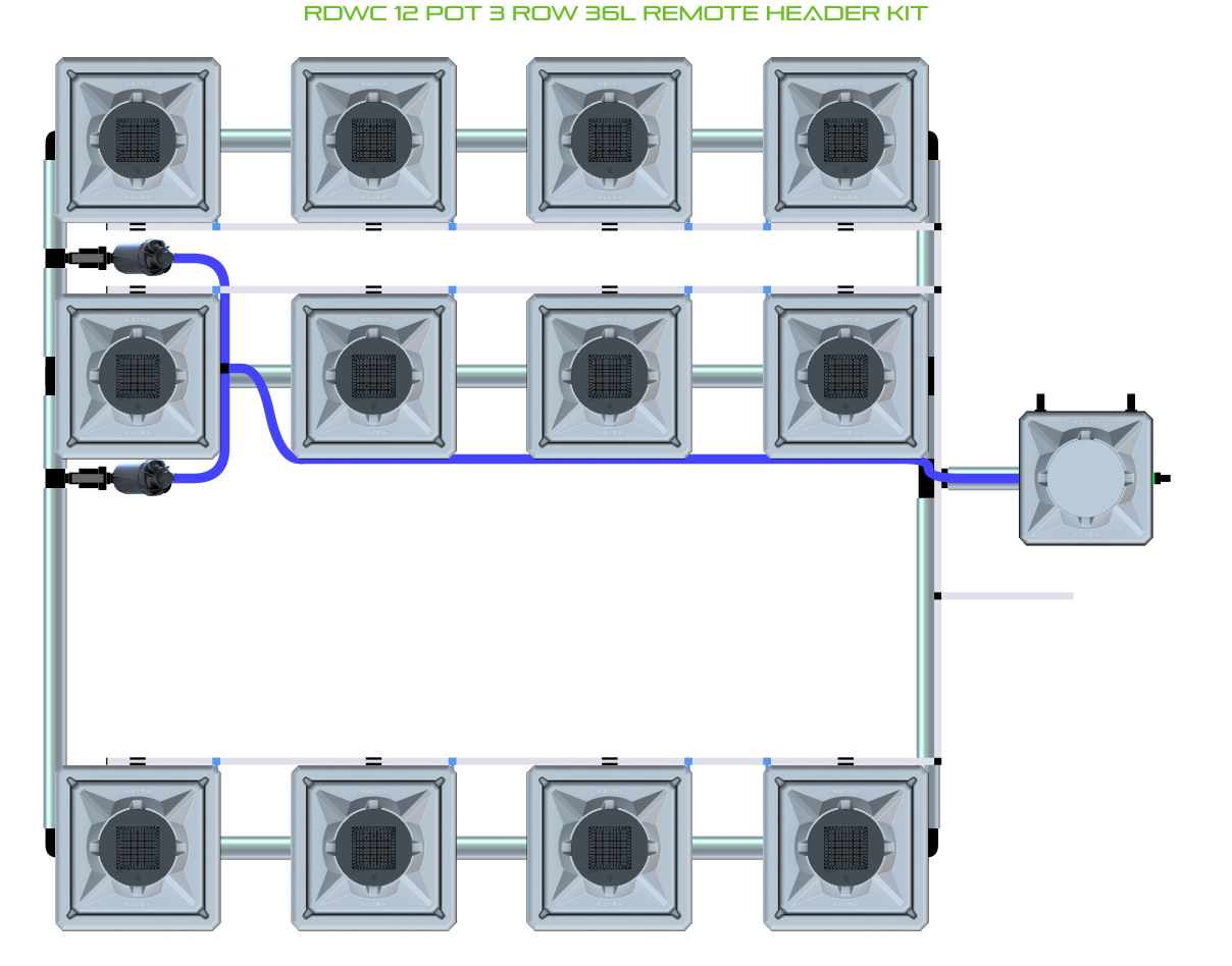 RDWC 12 Pot 3 Row Kit