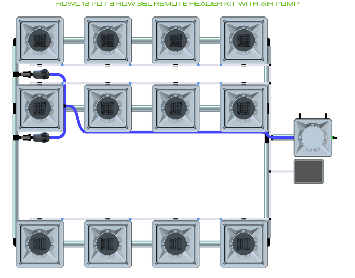 RDWC 12 Pot 3 Row Kit