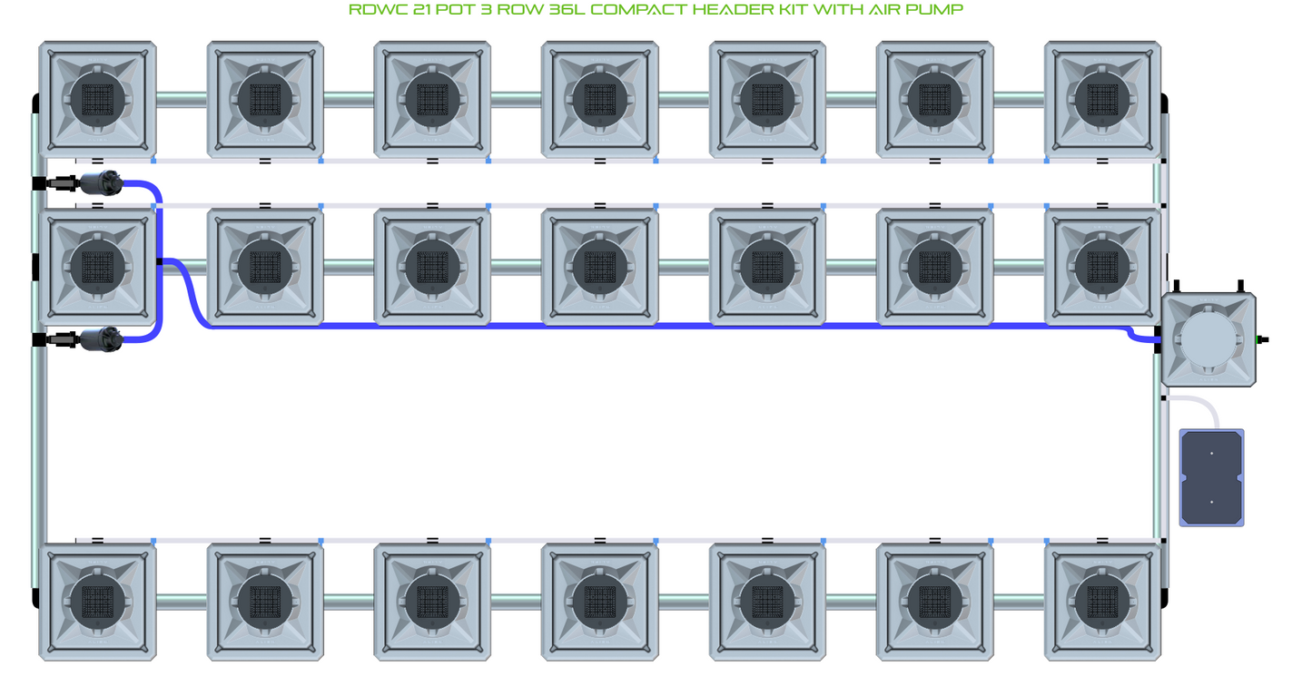 RDWC 21 Pot 3 Row Kit