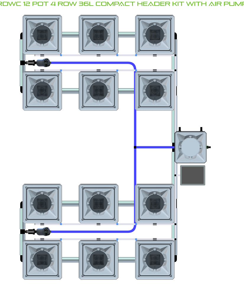 RDWC 12 Pot 4 Row Kit