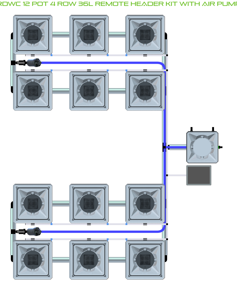 RDWC 12 Pot 4 Row Kit